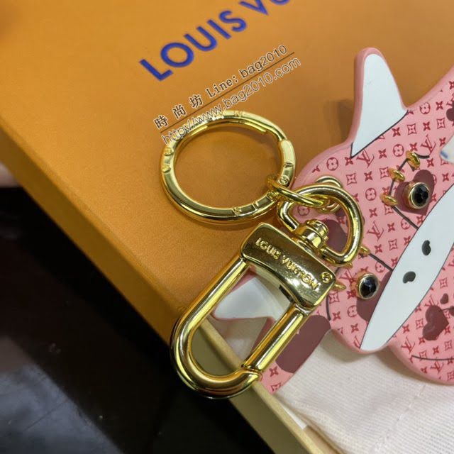 LOUIS VUITTON專櫃新款包包 路易威登LV Rodeo粉色包飾 LV牛公仔鑰匙扣 M80243  ydh4051